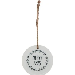 Suspension de Noël ronde en céramique design nature Scandinave