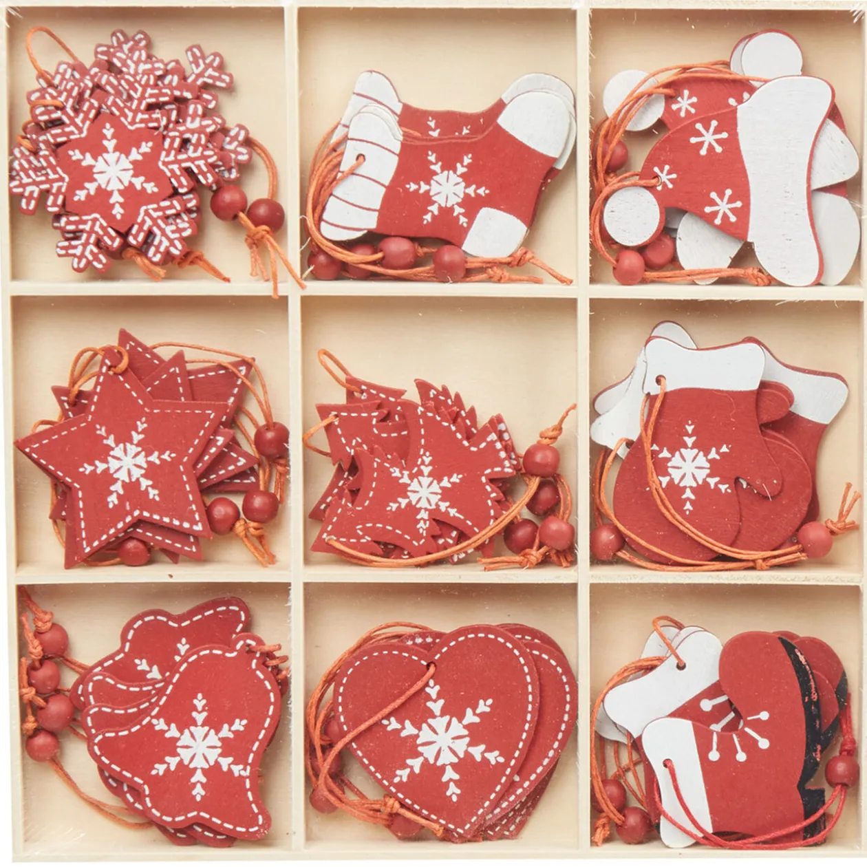 Suspension de noël rouge en bois x36