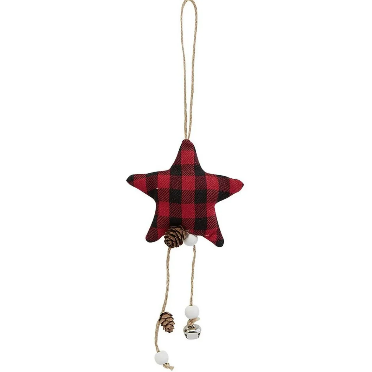 Suspension de Noël Sapin ou Étoile en tissu tartan