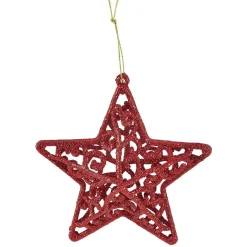 Suspension de Noël étoile rouge pailletté x3