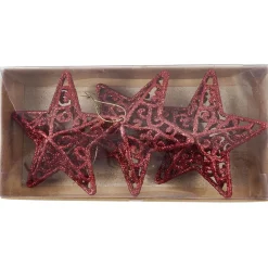 Suspension de Noël étoile rouge pailletté x3