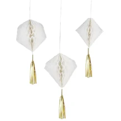 Suspension en papier blanc de forme géométrique x 3