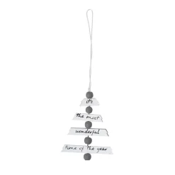 Suspension forme sapin Noël blanc gris