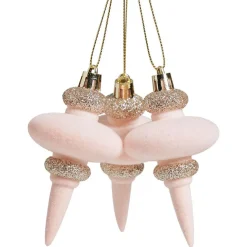 Suspension forme toupie rose et doré x3 - Ø6xH16cm