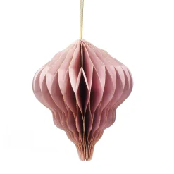 Suspension goutte 3D en papier certifié FSC® rose et doré Ø8xH10cm