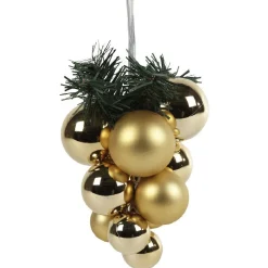 Suspension grappe boule de Noël dorée