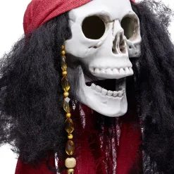 Suspension Halloween LED tête de mort pirate avec foulard rouge