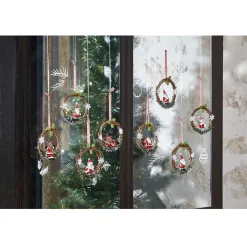 Suspension mini Couronne en bois avec personnage vintage