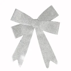 Suspension noeud argenté pailleté Noël