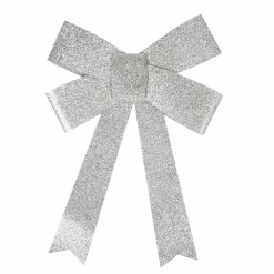 Suspension noeud argenté pailleté Noël