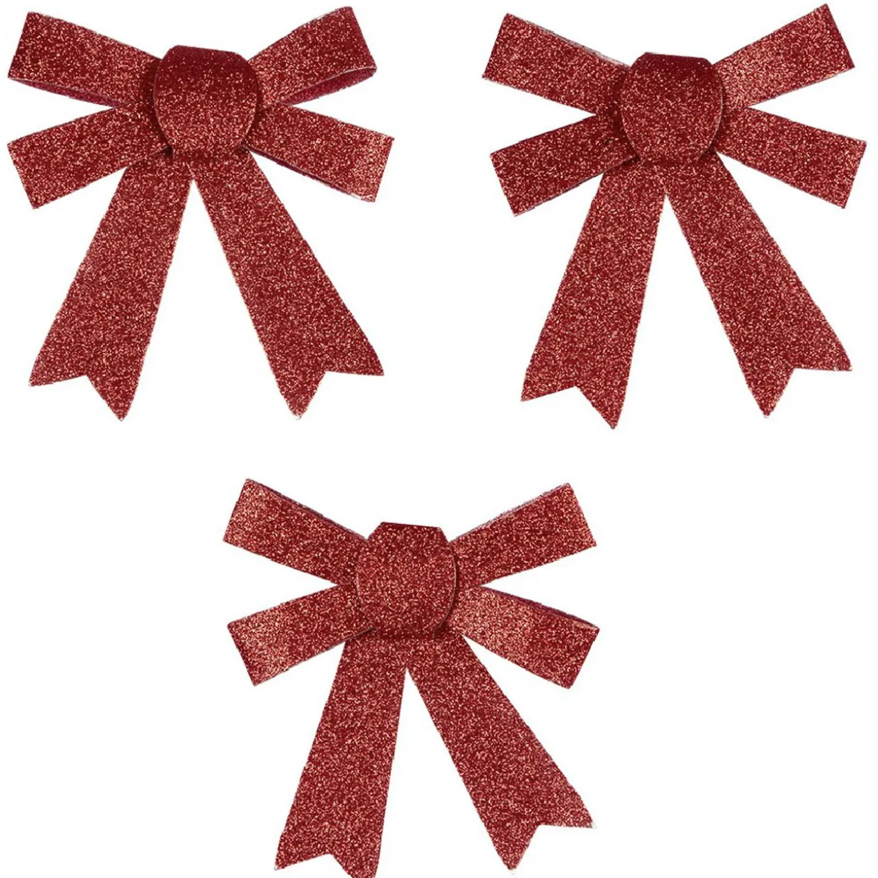 Suspension noeud de Noël pailleté rouge x3