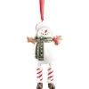 Suspension Noël bonhomme de neige rouge et blanc H.12 cm