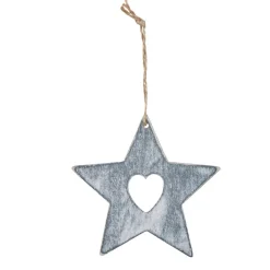 Suspension étoile coeur gris cérusé Noël