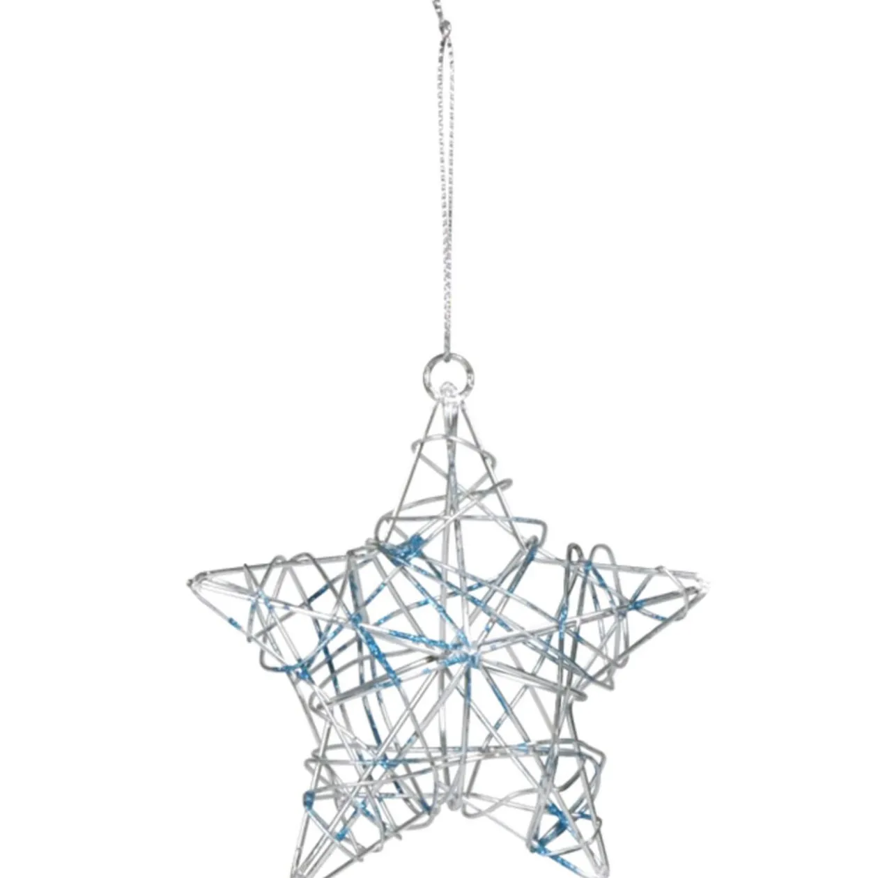 Suspension étoile de Noël argentée bleue