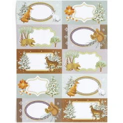 Étiquette cadeau autocollante motif nature 4x8cm x10