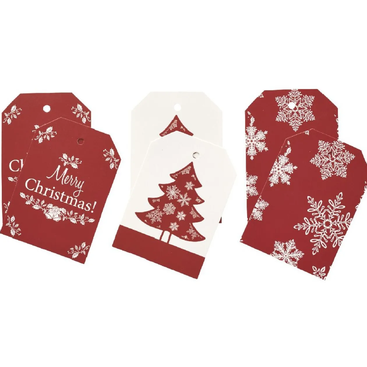 Étiquette cadeau motif traditionnel rouge x6