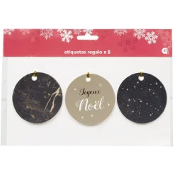 Étiquette cadeau Noël dorée x6