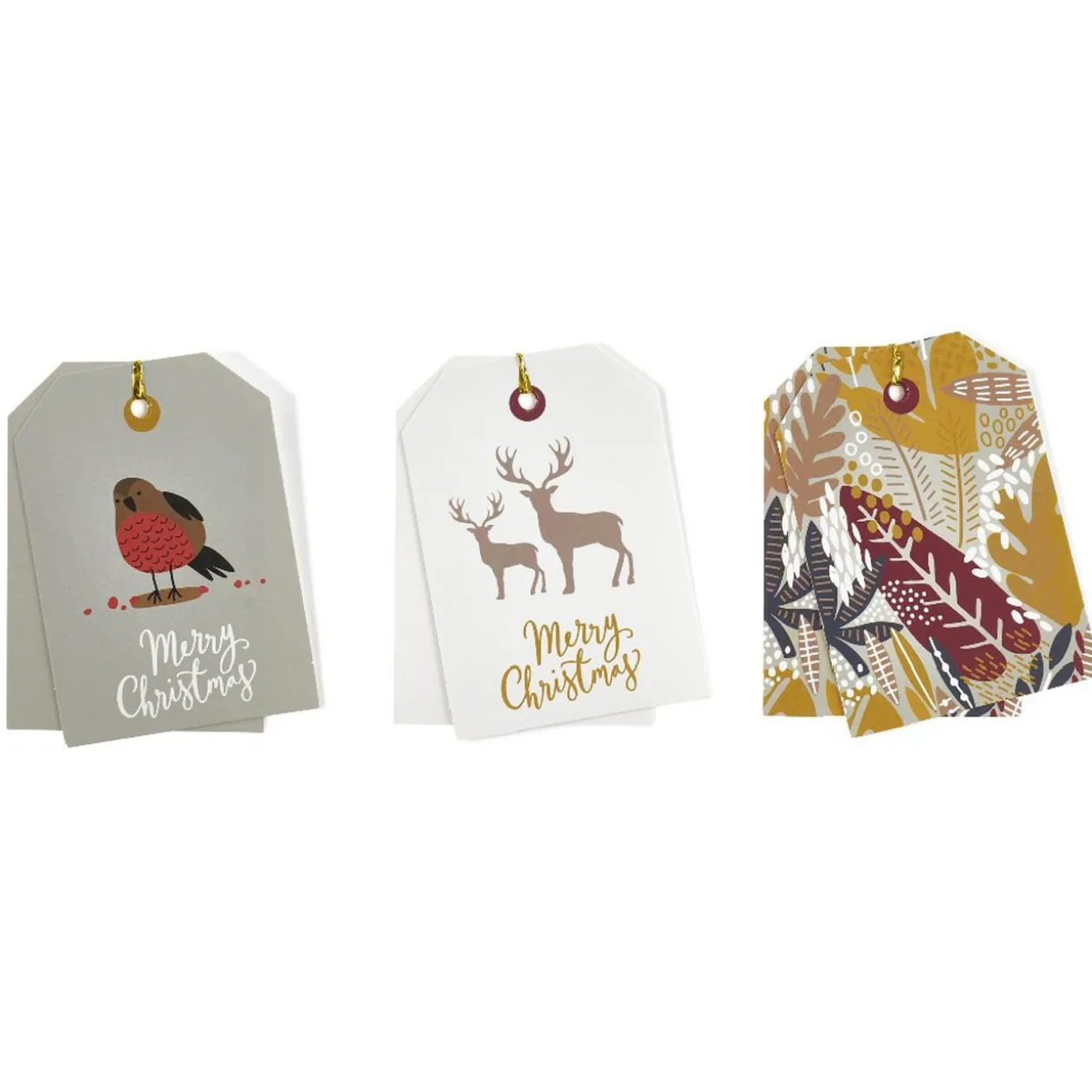 Étiquette pour paquet cadeau Noël Hiver Nature x6