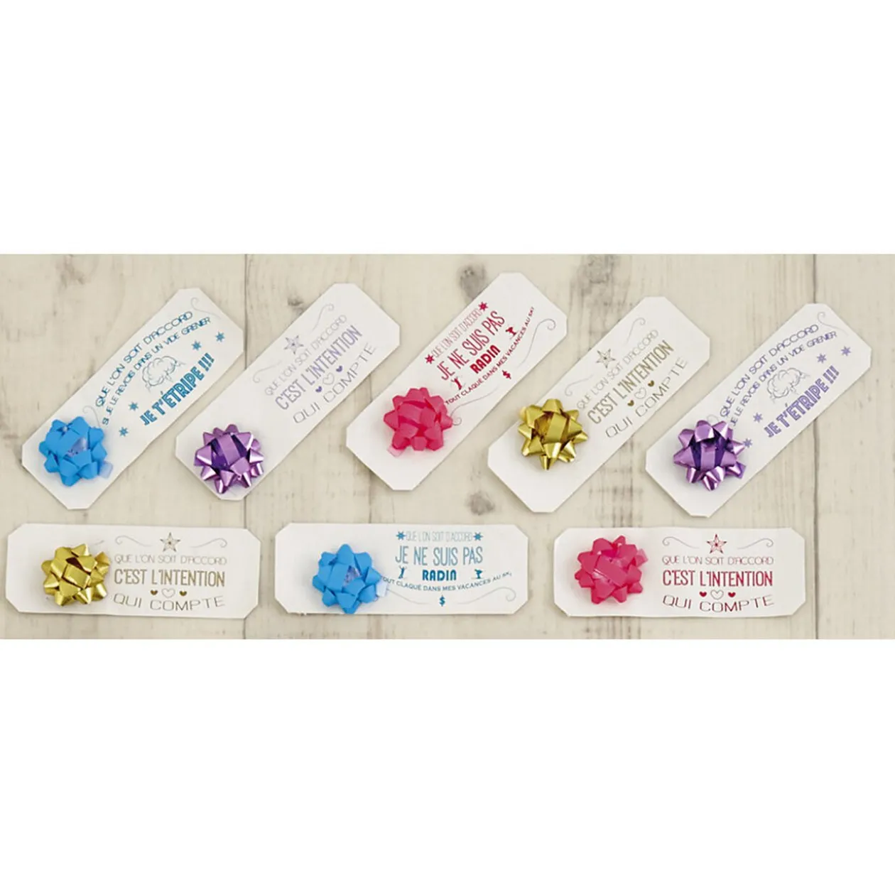 Étiquettes cadeau colorées x8