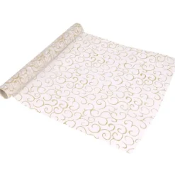 Tissu organza Noël blanc doré