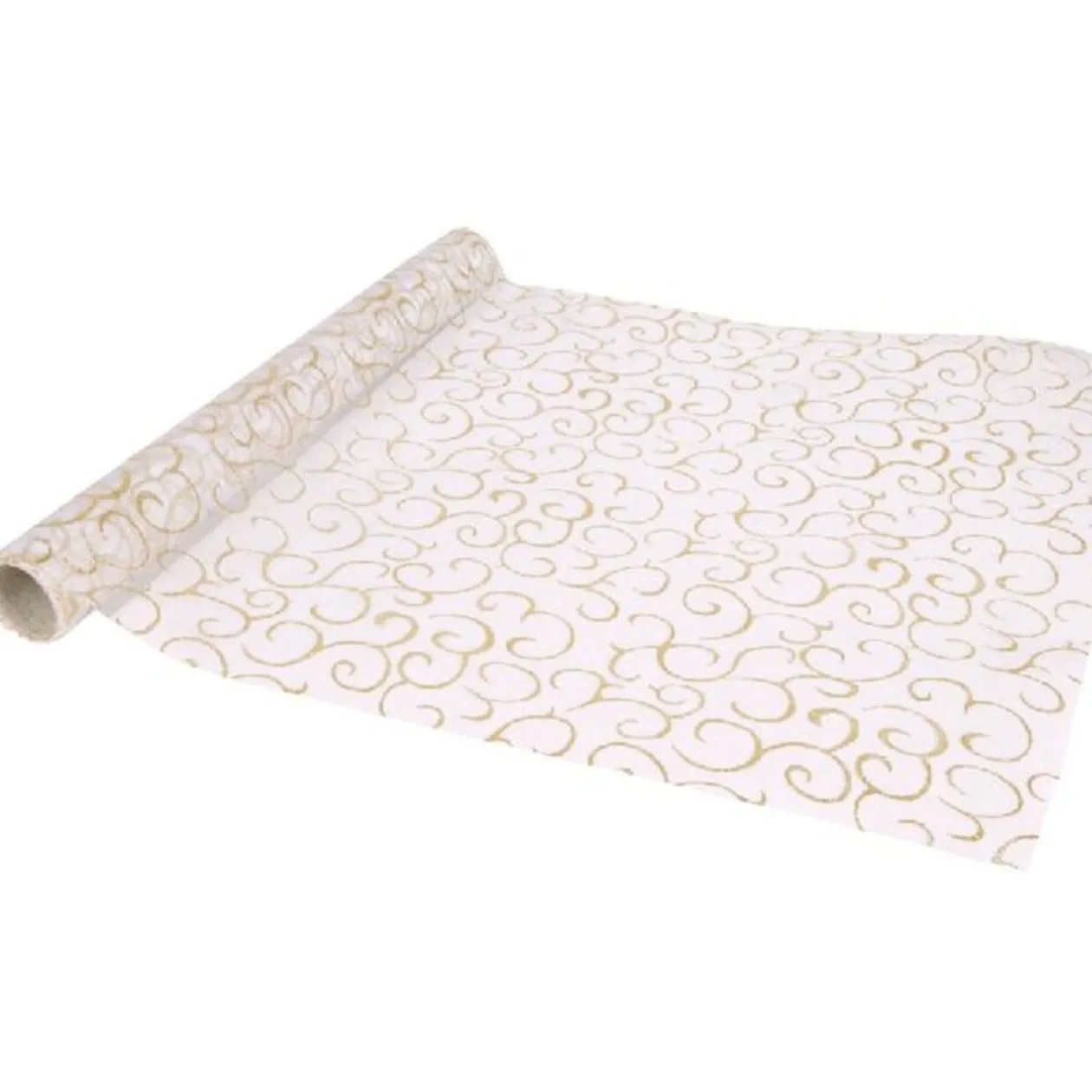 Tissu organza Noël blanc doré