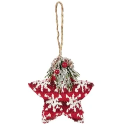 Étoile à suspendre en mousse et tissu décor tradition