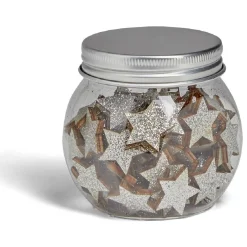 Étoile décoration de table bois pailleté doré ou argenté x80 - 2 modèles