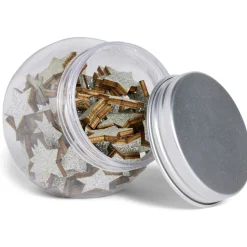 Étoile décoration de table bois pailleté doré ou argenté x80 - 2 modèles