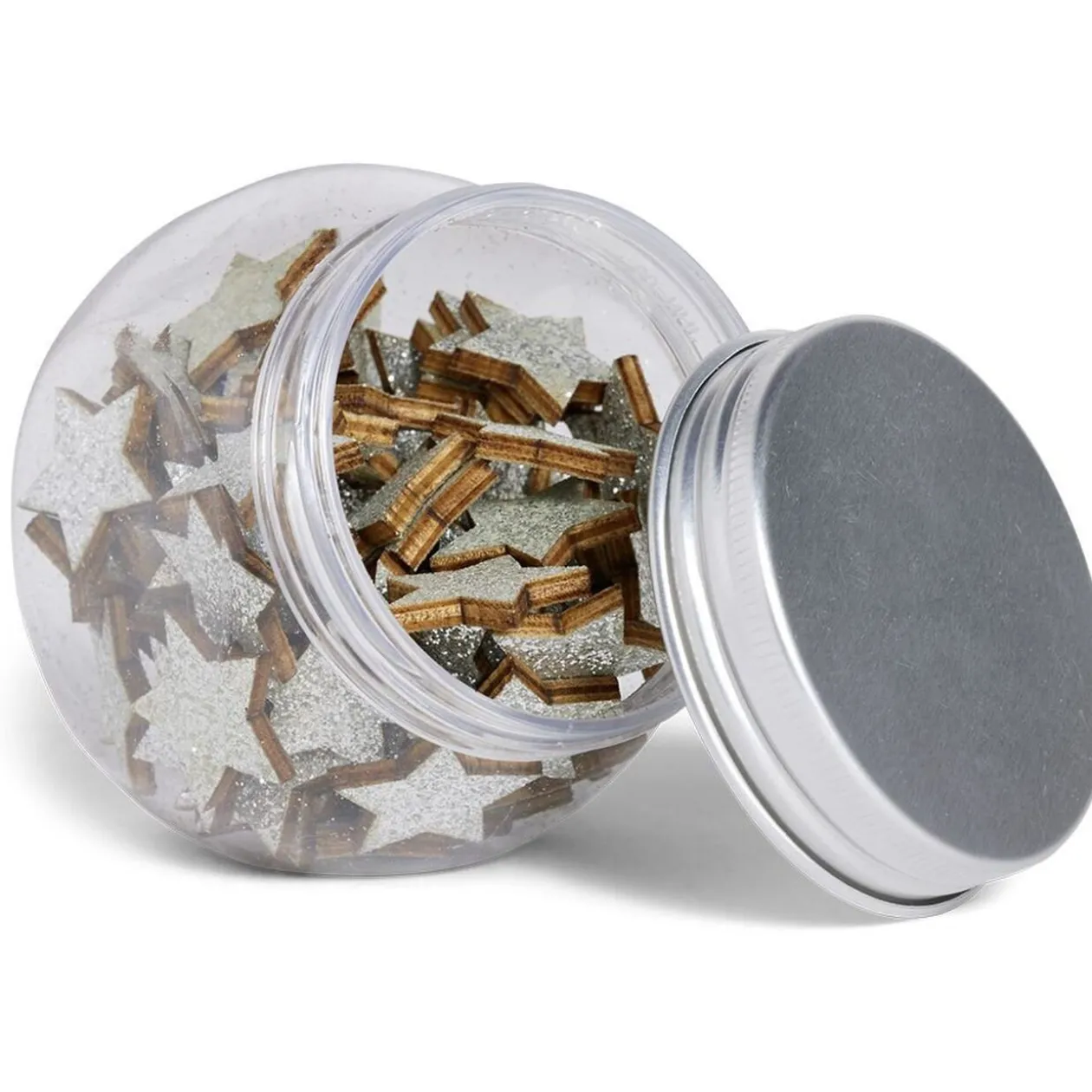 Étoile décoration de table bois pailleté doré ou argenté x80 - 2 modèles