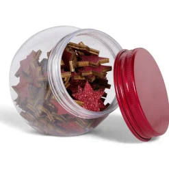 Étoile décoration de table bois rouge pailleté x80