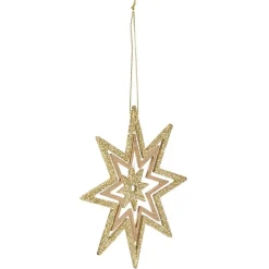 Étoile de Noël dorée en bois à suspendre