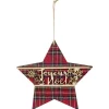 Étoile de Noël en bois tartan