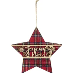Étoile de Noël en bois tartan