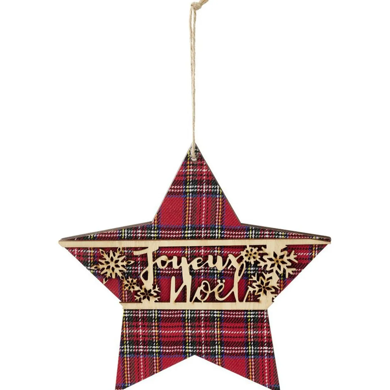 Étoile de Noël en bois tartan