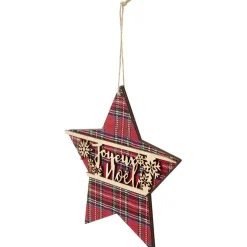 Étoile de Noël en bois tartan
