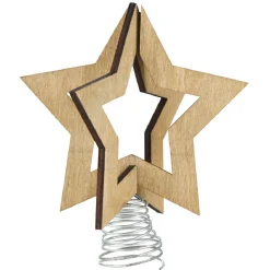 Étoile de Noël sur socle à ressort bois naturel