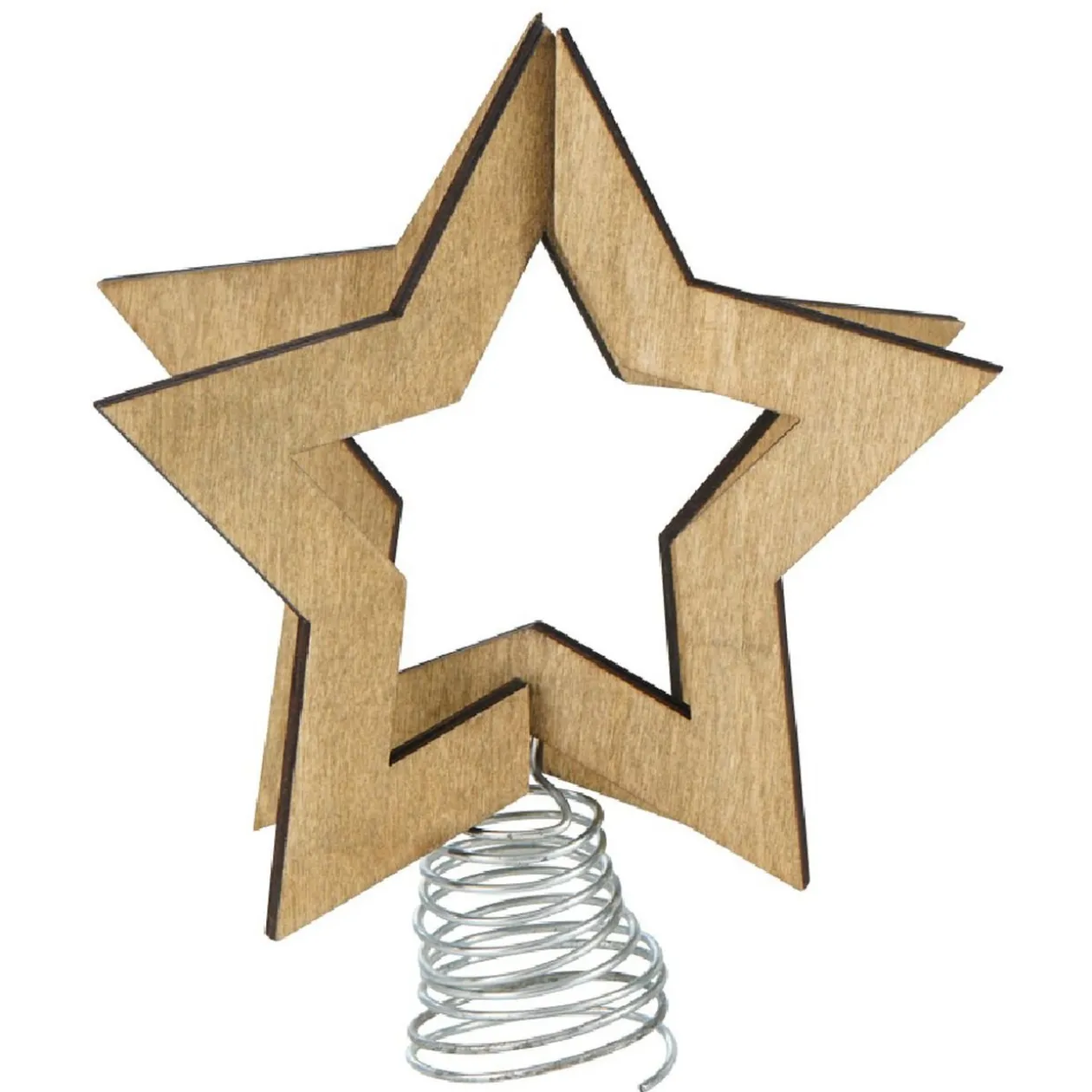 Étoile de Noël sur socle à ressort bois naturel