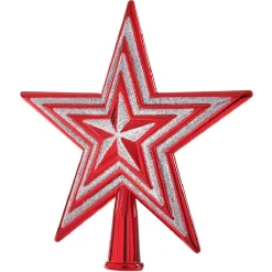 Étoile tête de sapin en plastique Rouge argenté