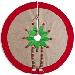 Tour de sapin décor rouge et vert pieds de lutin Ø90cm