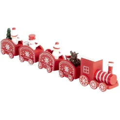 Train de Noël en bois rouge ou vert L24xH4,5cm