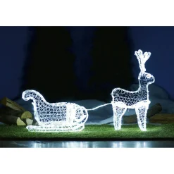 Traineau du Père Noël lumineux blanc