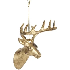 Tête de renne déco Noël à suspendre dorée