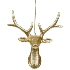 Tête de renne de Noël dorée à paillettes à suspendre
