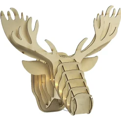 Tête de renne en bois lumineux 20 Led Blanc chaud