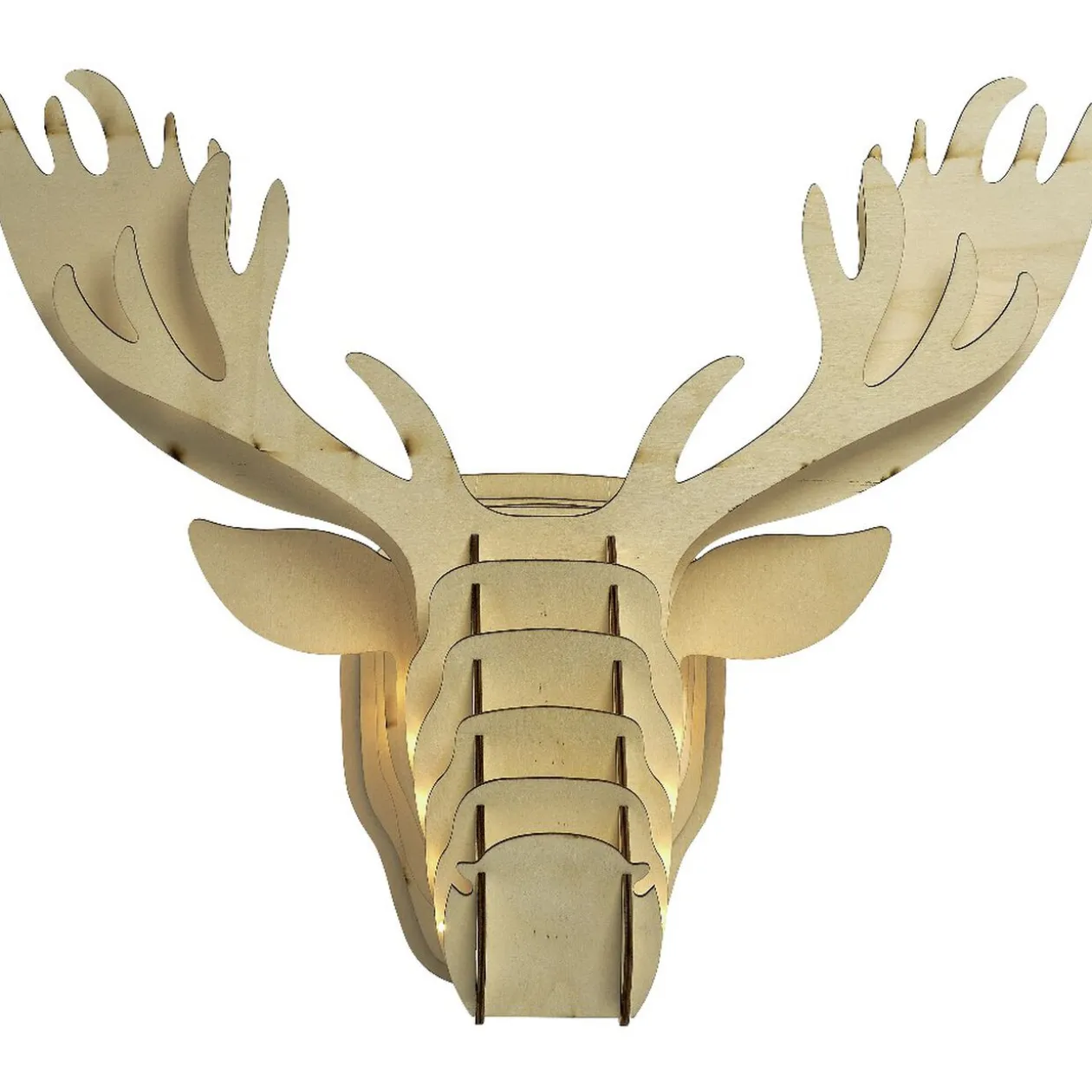 Tête de renne en bois lumineux 20 Led Blanc chaud