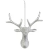 Tête de Renne pailleté argenté à suspendre