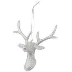 Tête de Renne pailleté argenté à suspendre