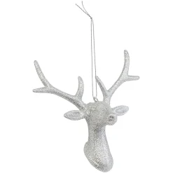 Tête de Renne pailleté argenté à suspendre