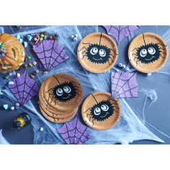Vaisselle jetable Halloween motif araignée serviette x10 et assiette x10