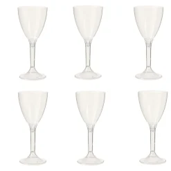 Verre à pied transparent plastique réutilisable x6